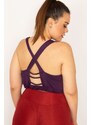 Şans Women's Plus Size Plum Back Detailed Crop Scallops