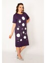 Şans Women's Plus Size Plum Viscose Dress with Front Print