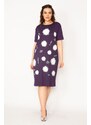 Şans Women's Plus Size Plum Viscose Dress with Front Print