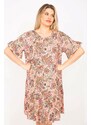 Şans Women's Plus Size Colorful Dress with Layered Hem and Ruffled Arms