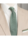 BUBIBUBI Zelená pletená kravata Sage Green