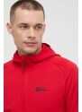 Sportovní mikina Jack Wolfskin Baiselberg červená barva, s kapucí, 1710541