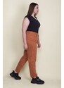 Şans Women's Plus Size Orange 5 Pockets Jeans with Stitched Stitches