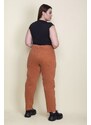 Şans Women's Plus Size Orange 5 Pockets Jeans with Stitched Stitches