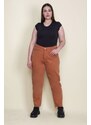 Şans Women's Plus Size Orange 5 Pockets Jeans with Stitched Stitches