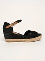 Sandály Tommy Hilfiger BASIC OPENED TOE MID WEDGE černá barva, FW0FW04785