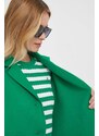 Vlněná bunda Tommy Hilfiger zelená barva, přechodná, oversize