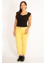 Şans Women's Plus Size Yellow 5 Pockets Jeans Trousers