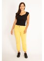 Şans Women's Plus Size Yellow 5 Pockets Jeans Trousers