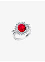 Stříbrný prsten Camellia s českým křišťálem a kubickou zirkonií Preciosa, červený