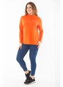 Şans Women's Plus Size Orange Cotton Fabric Front Pat Buttoned Long Sleeve Blouse