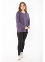 Şans Women's Plus Size Purple Crew Neck Sports Blouse