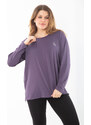 Şans Women's Plus Size Purple Crew Neck Sports Blouse