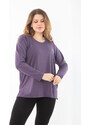 Şans Women's Plus Size Purple Crew Neck Sports Blouse