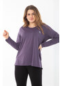 Şans Women's Plus Size Purple Crew Neck Sports Blouse