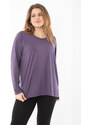 Şans Women's Plus Size Purple Crew Neck Sports Blouse