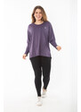 Şans Women's Plus Size Purple Crew Neck Sports Blouse