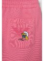 Dětské bavlněné tepláky Emporio Armani x The Smurfs růžová barva