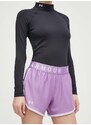 Tréninkové šortky Under Armour dámské, fialová barva, s potiskem, medium waist, 1355791