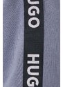 Bavlněná mikina HUGO šedá barva, s aplikací