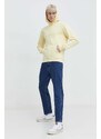 Mikina Tommy Jeans pánská, žlutá barva, s kapucí, s aplikací