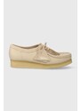 Kožené polobotky Clarks Originals Wallabee dámské, béžová barva, na plochém podpatku, 26175773