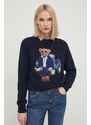Bavlněný svetr Polo Ralph Lauren tmavomodrá barva