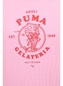 Bavlněné tričko Puma fialová barva, s potiskem, 625416