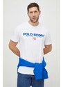 Bavlněné tričko Polo Ralph Lauren bílá barva, s potiskem