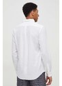 Lněná košile Guess bílá barva, relaxed, s klasickým límcem, F4GH00 WG3L0