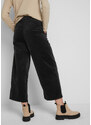 bonprix Široké strečové kalhoty Culotte z manšestru v 7/8 délce, s pohodlnou vysokou pasovkou Černá