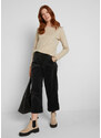 bonprix Široké strečové kalhoty Culotte z manšestru v 7/8 délce, s pohodlnou vysokou pasovkou Černá