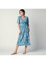 Blancheporte Dlouhé šaty s pouzdrovým efektem tyrkysová/blankytně modrá 36