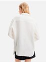 Bílá dámská oversize košile s příměsí lnu Desigual Fringes - Dámské