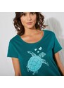 Blancheporte Dlouhá noční košile s potiskem želvy zelená 38/40