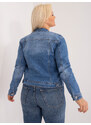 Fashionhunters Modrá džínová bunda velikosti plus s kapsami