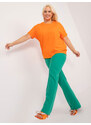 Fashionhunters Fluo oranžová halenka plus size s kulatým výstřihem