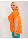 Fashionhunters Fluo oranžová halenka plus size s kulatým výstřihem