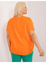 Fashionhunters Fluo oranžová halenka plus size s kulatým výstřihem