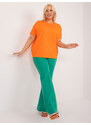 Fashionhunters Fluo oranžová halenka plus size s kulatým výstřihem