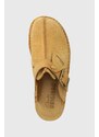 Semišové pantofle Clarks Originals Trek Wedge Mule dámské, hnědá barva, na platformě, 26175870