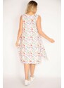 Şans Women's Plus Size Colorful Floral Pattern Dress