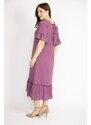 Şans Women's Purple Woven Fabric Back Laces And Frilly Hem And Arm Cuff