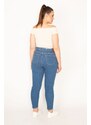 Şans Women's Plus Size Blue 5 Pocket Lycra Skinny Jeans