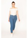 Şans Women's Plus Size Blue 5 Pocket Lycra Skinny Jeans