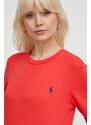 Bavlněné tričko s dlouhým rukávem Polo Ralph Lauren červená barva