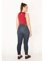 Şans Women's Plus Size Navy Blue 5 Pocket Lycra Super Skinny Jeans