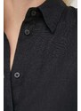 Lněná košile Lauren Ralph Lauren černá barva, regular, s klasickým límcem