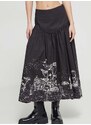 Bavlněná sukně Desigual SALERNO černá barva, midi, áčková, 24SWFW11