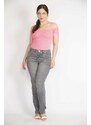 Şans Women's Gray Plus Size 5 Pocket Jeans